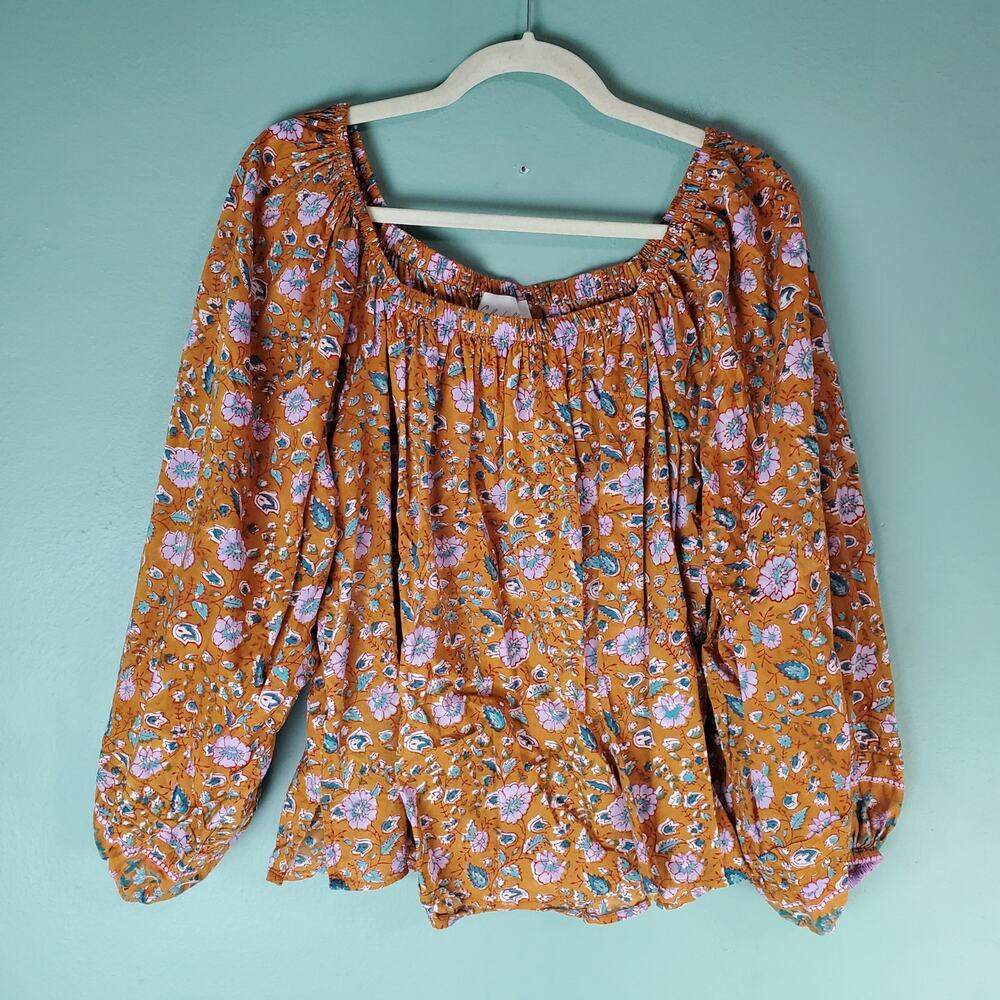 Cleobella Womens Terracotta Floral Print Shania Blouse Size Small